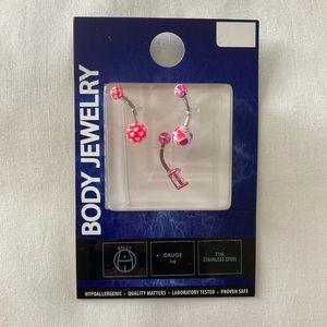 Body Jewelry, Gauge 14, Pink with heart design, NIP